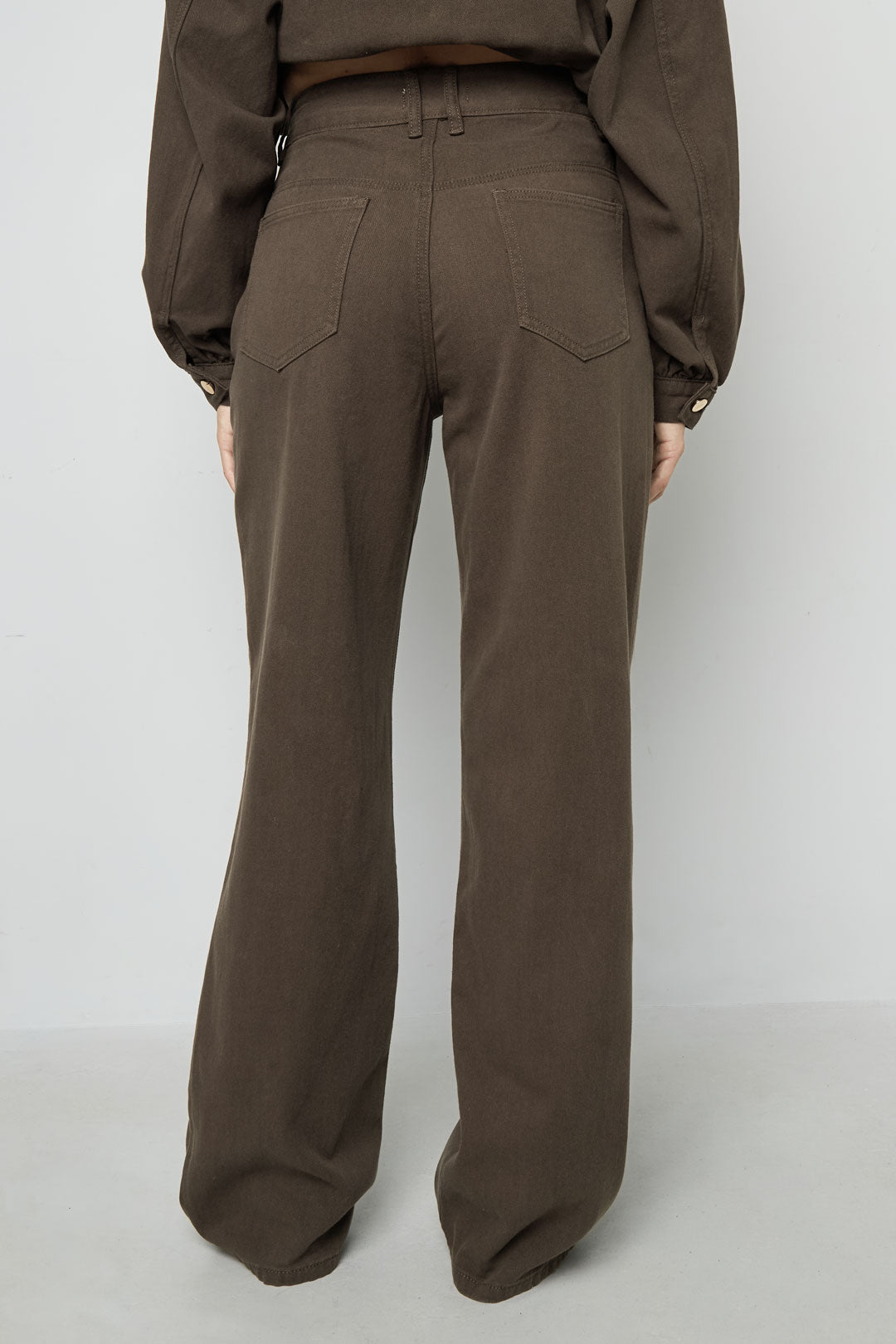 Gewebte Baumwolle Damen Gerade Hose Casual Einfarbig