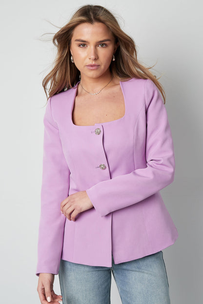 Polyester Damen Blazer Anzug Quadratischer Ausschnitt Taillierter Schnitt