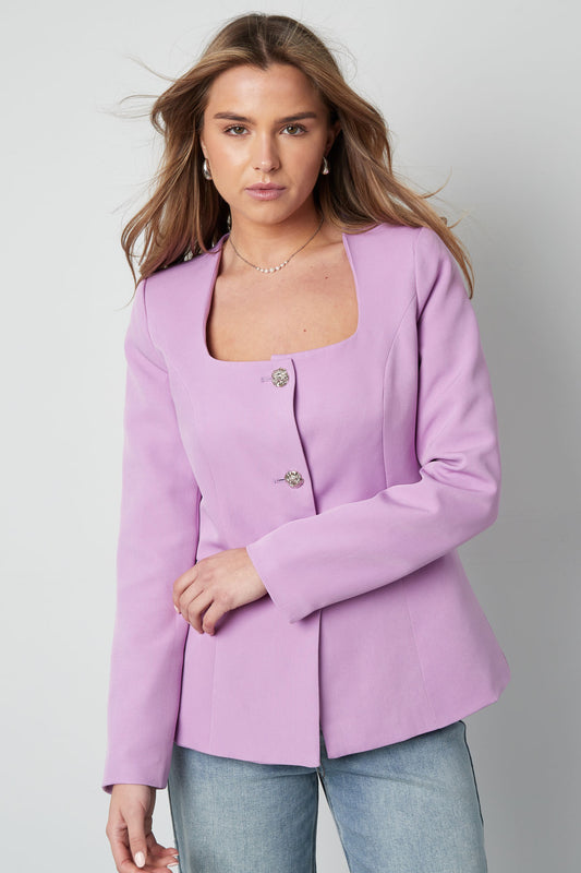 Polyester Damen Blazer Anzug Quadratischer Ausschnitt Taillierter Schnitt