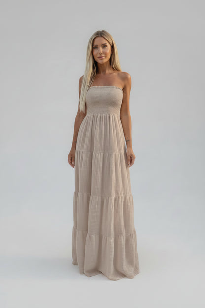 Langes Kleid aus Baumwollgaze - 26186: Rose / Eine Größe ESTEE BROWN