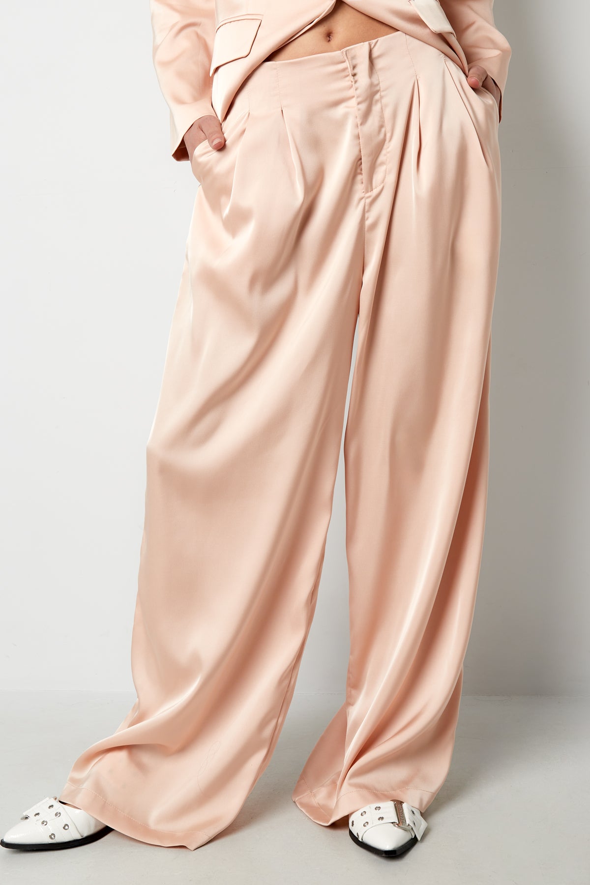 Gewebte Polyesterfaser Damen Gerade Hosen Casual Einfarbig
