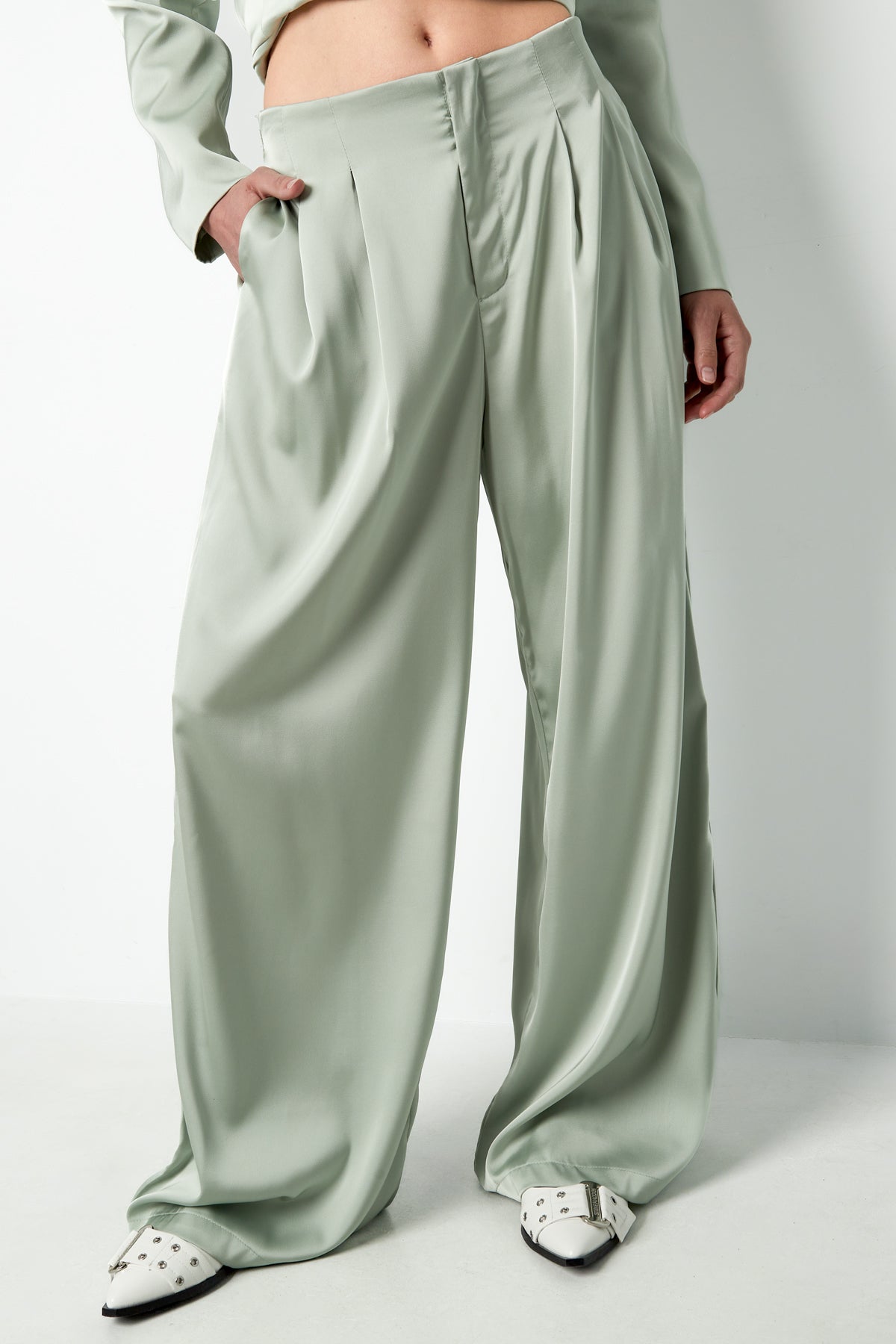 Gewebte Polyesterfaser Damen Gerade Hosen Casual Einfarbig