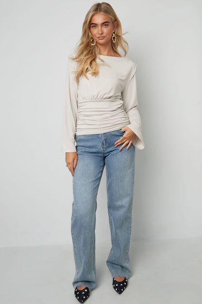 Gewebte Polyesterfasern Damen Langarmshirt Elegantes Einfarbiges Herbst/Winter