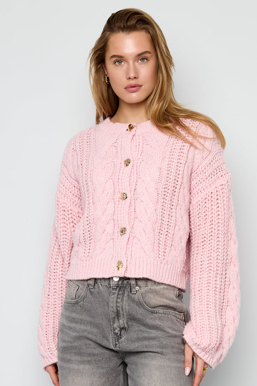 Zopfmuster-Strickjacke