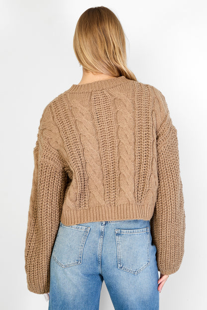 Zopfmuster-Strickjacke