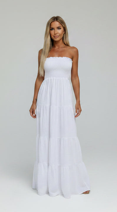 Langes Kleid aus Baumwollgaze - 26186: Rose / Eine Größe ESTEE BROWN