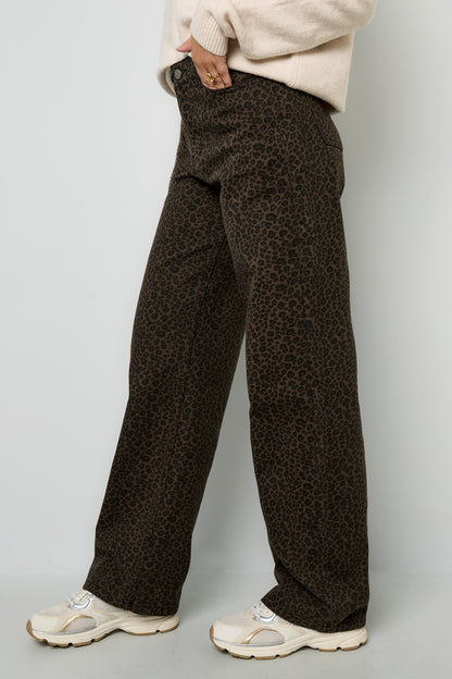Gewebte Baumwolle Damen Gerade Hose Leopardenmuster Herbst/Winter