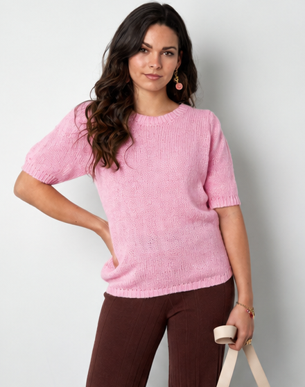 Nylon Damen Kurzarm Oberteil Gestrickt Rückenband Design SIS.