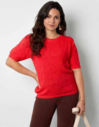 Nylon Damen Kurzarm Oberteil Gestrickt Rückenband Design SIS.