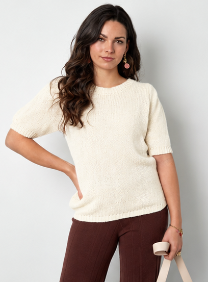 Nylon Damen Kurzarm Oberteil Gestrickt Rückenband Design SIS.