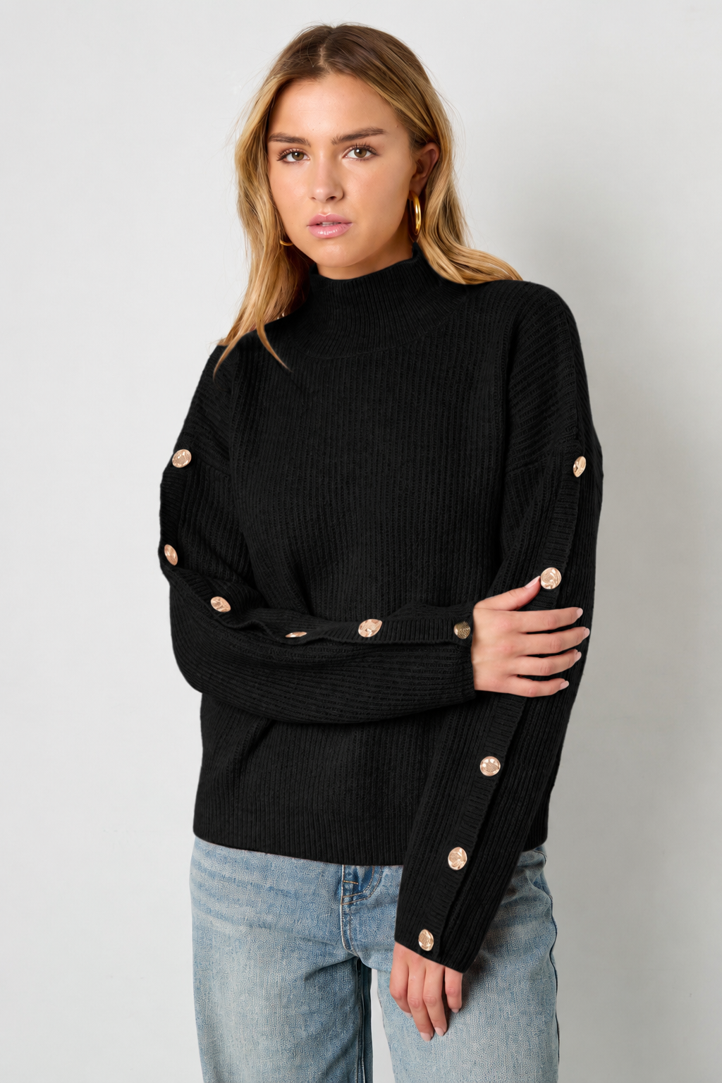 Strick-Polyesterfaser Damen Rollkragenpullover Casual Einfarbig SIS.