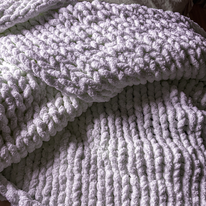 Grobstrickdecke aus Chenille Garn - Light Grey SIS.