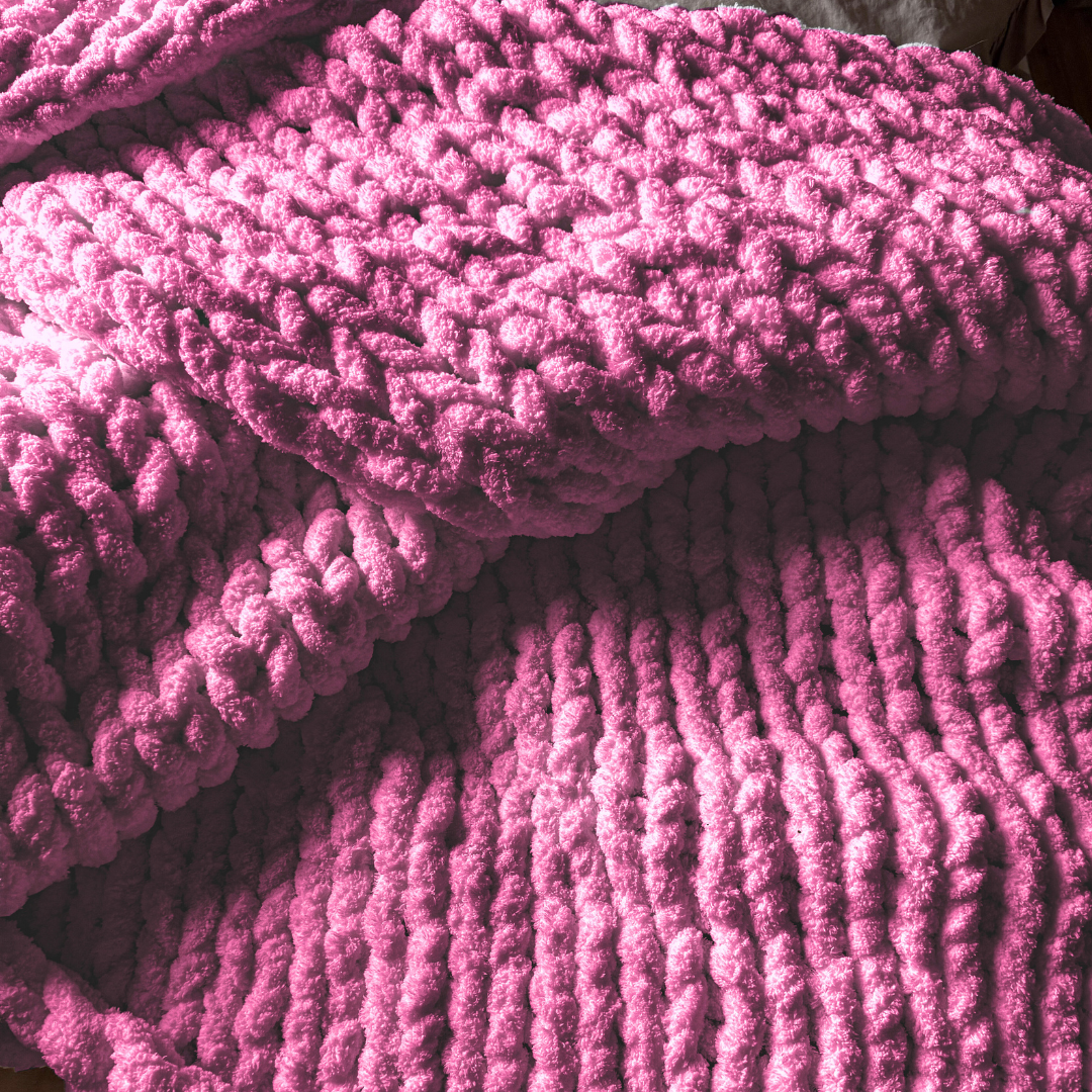 Grobstrickdecke aus Chenille Garn - Princess Pink SIS.
