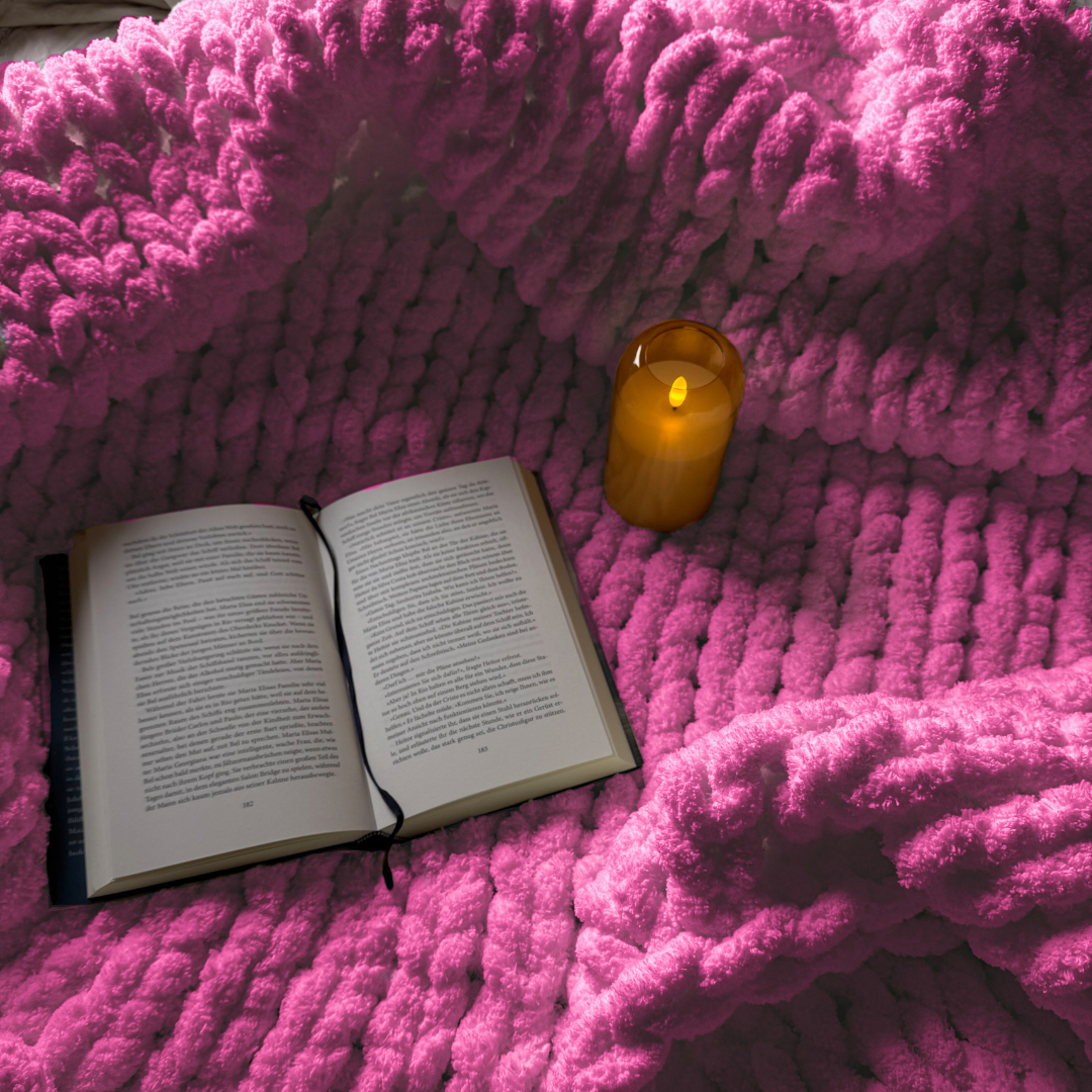 Grobstrickdecke aus Chenille Garn - Princess Pink SIS.