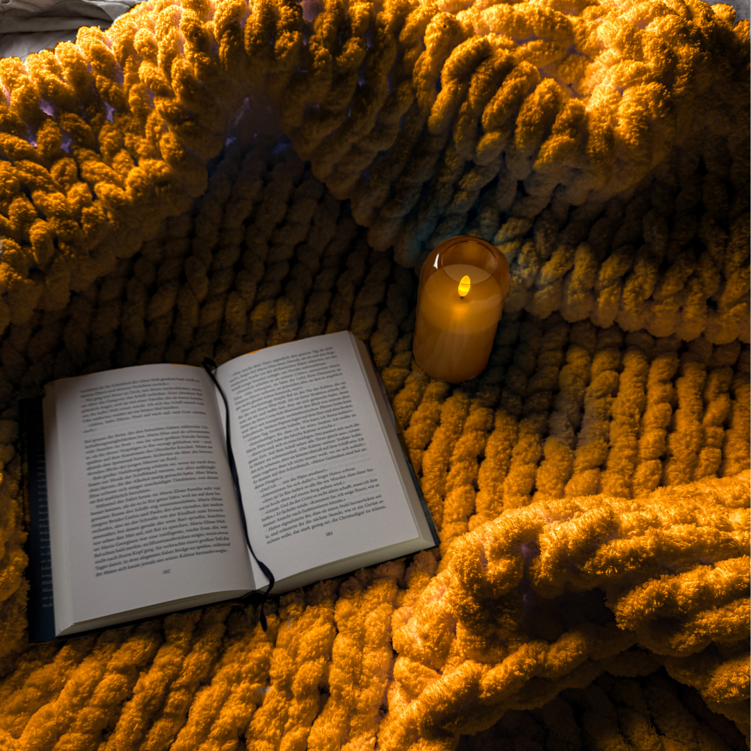 Grobstrickdecke aus Chenille Garn - Turmeric SIS.