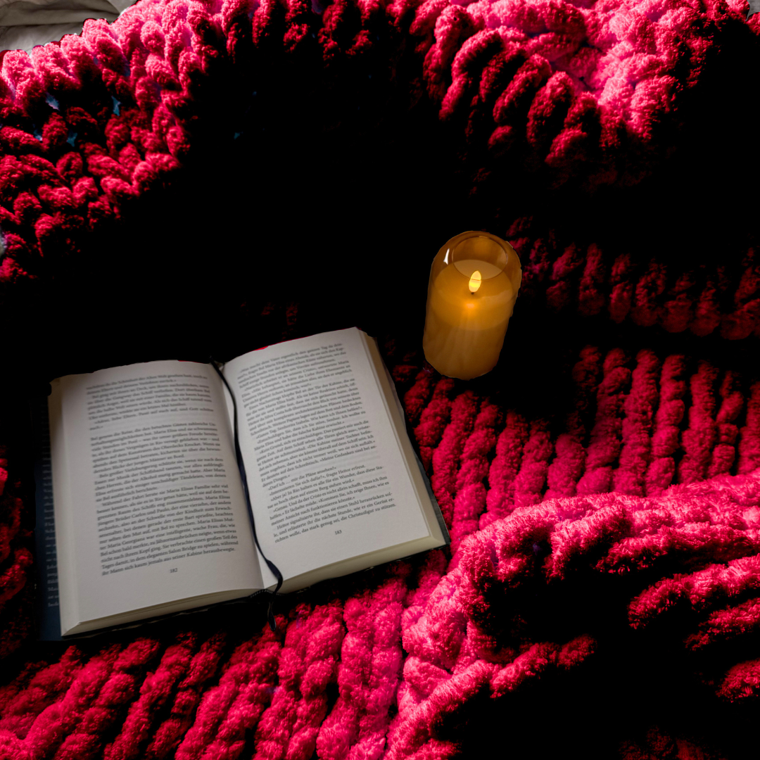 Grobstrickdecke aus Chenille Garn - Wine Red SIS.