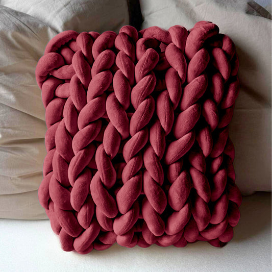 Grobstrickkissen aus Chunky Wolle - Bordeaux SIS.
