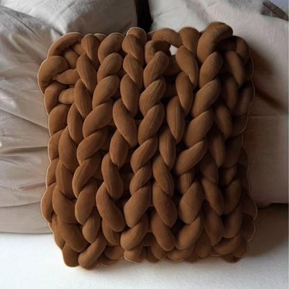 Grobstrickkissen aus Chunky Wolle - Braun SIS.