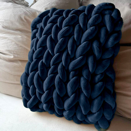 Grobstrickkissen aus Chunky Wolle - Dunkelblau SIS.