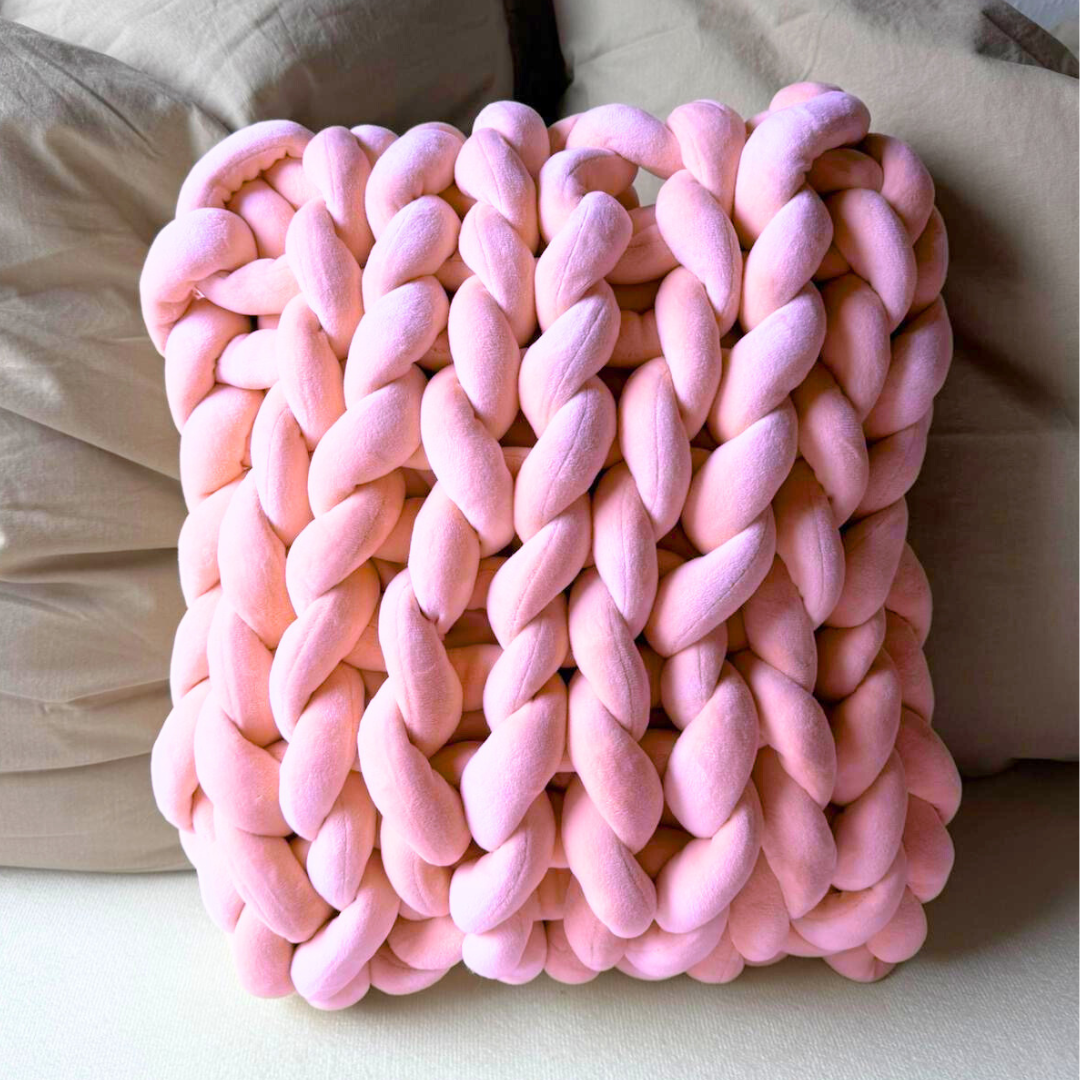 Grobstrickkissen aus Chunky Wolle - Rosa SIS.
