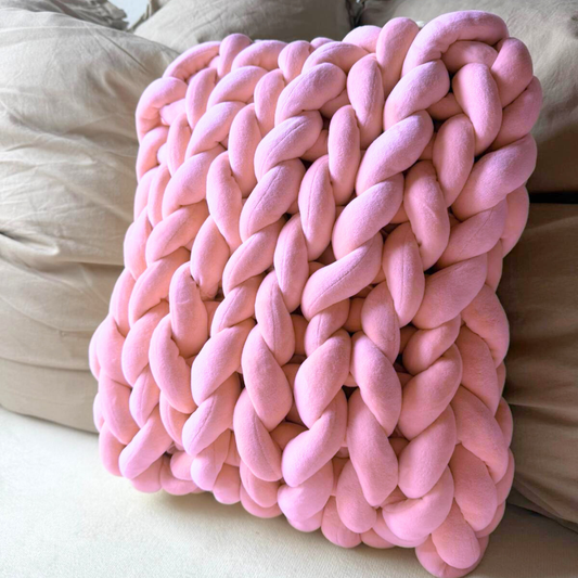 Grobstrickkissen aus Chunky Wolle - Rosa SIS.