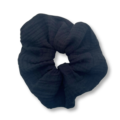 Scrunchie Musselin Schwarz - XXL