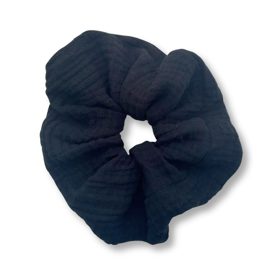 Scrunchie Musselin Schwarz - XXL
