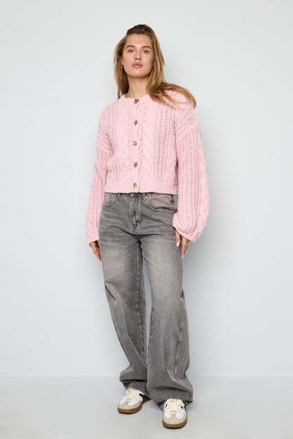Zopfmuster-Strickjacke