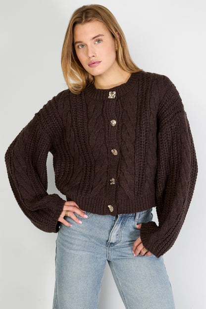 Zopfmuster-Strickjacke
