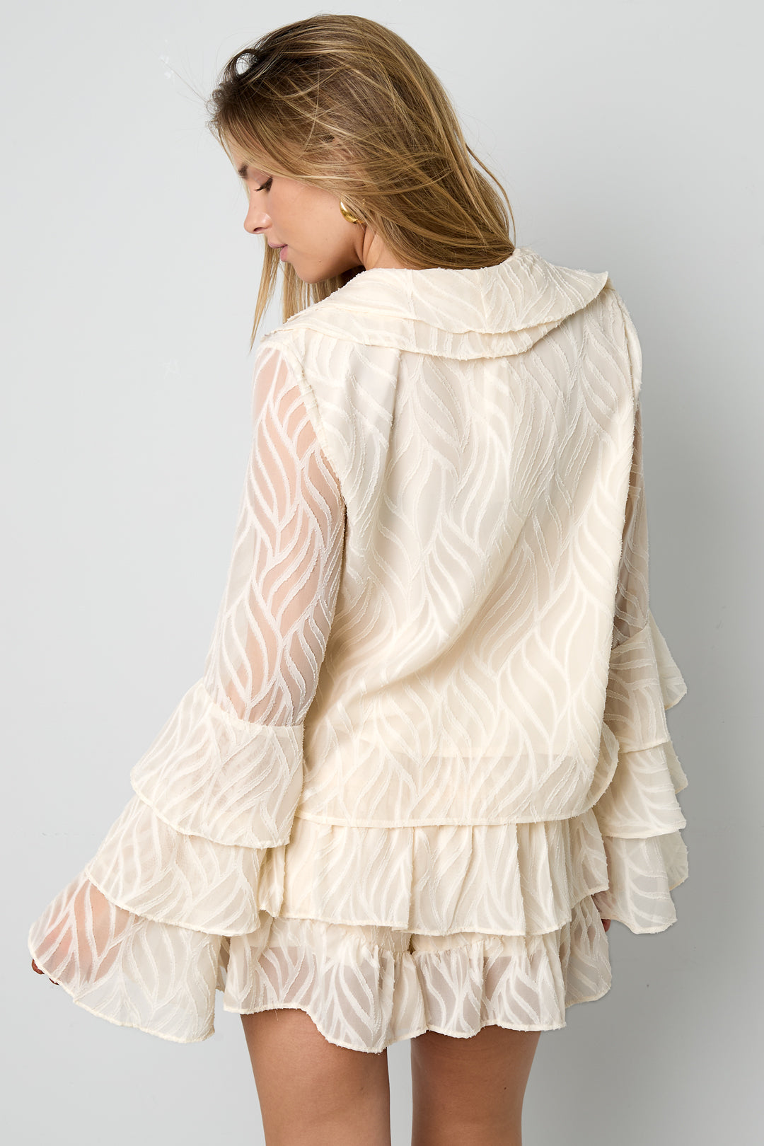 Gewebte Polyesterfaser Damen Langarmshirts Elegant Botanisch